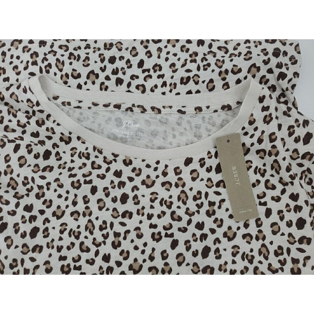 J.Crew Sz Small Vintage 100% Cotton Crewneck T-shirt in Leopard Print NWT - Picture 9 of 10